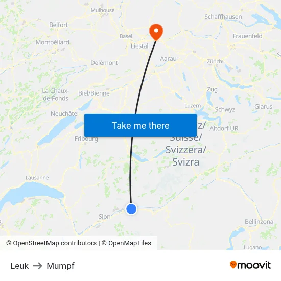 Leuk to Mumpf map
