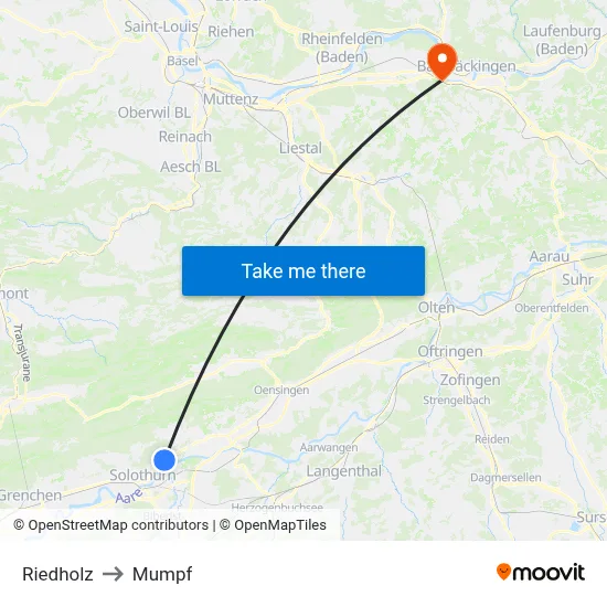 Riedholz to Mumpf map