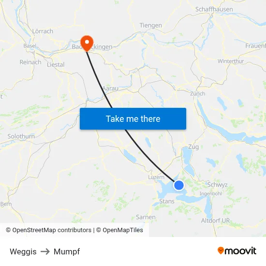 Weggis to Mumpf map