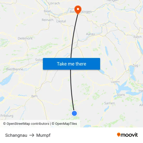Schangnau to Mumpf map