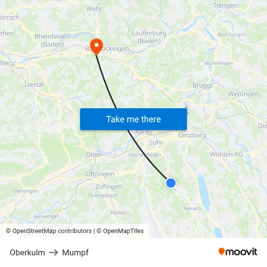 Oberkulm to Mumpf map