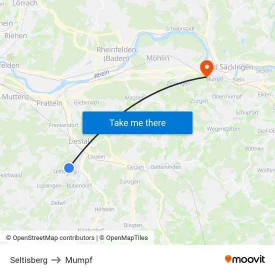 Seltisberg to Mumpf map