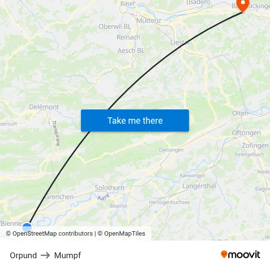 Orpund to Mumpf map
