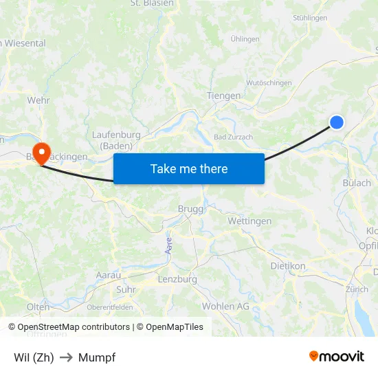 Wil (Zh) to Mumpf map