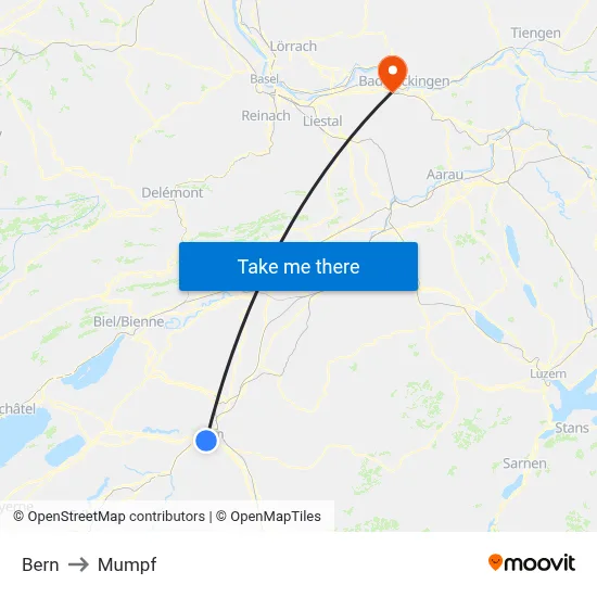 Bern to Mumpf map