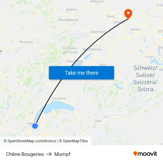 Chêne-Bougeries to Mumpf map