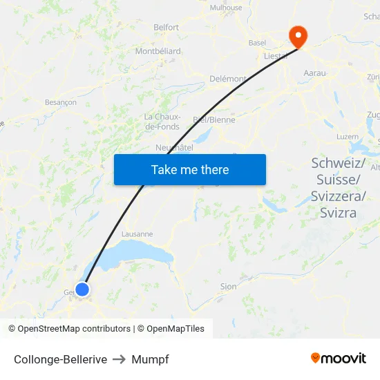 Collonge-Bellerive to Mumpf map