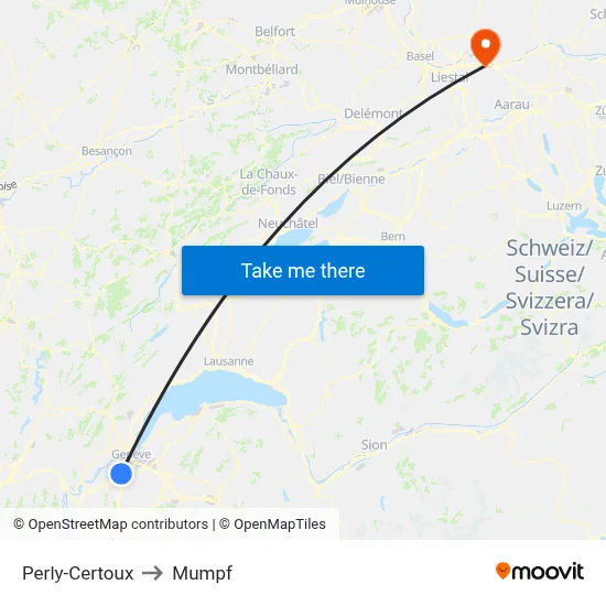 Perly-Certoux to Mumpf map