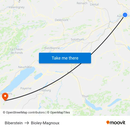 Biberstein to Bioley-Magnoux map