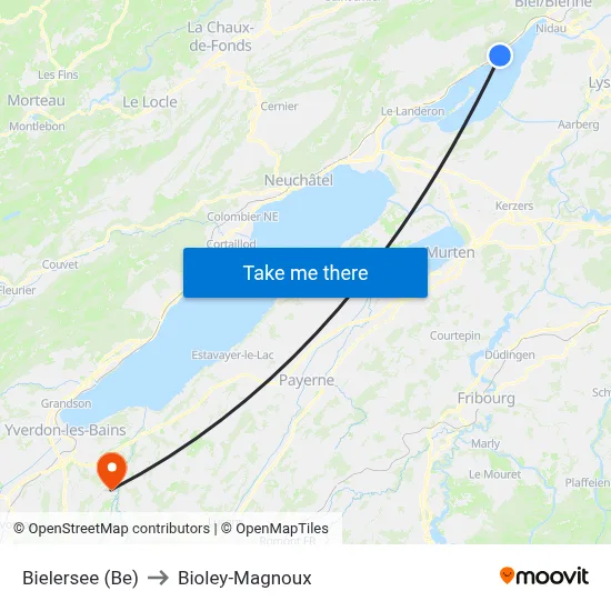 Bielersee (Be) to Bioley-Magnoux map