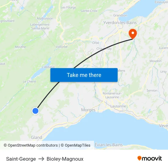 Saint-George to Bioley-Magnoux map