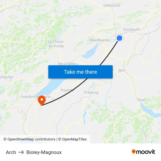 Arch to Bioley-Magnoux map