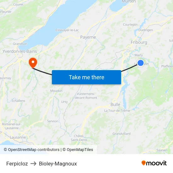 Ferpicloz to Bioley-Magnoux map