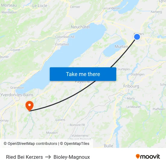 Ried Bei Kerzers to Bioley-Magnoux map