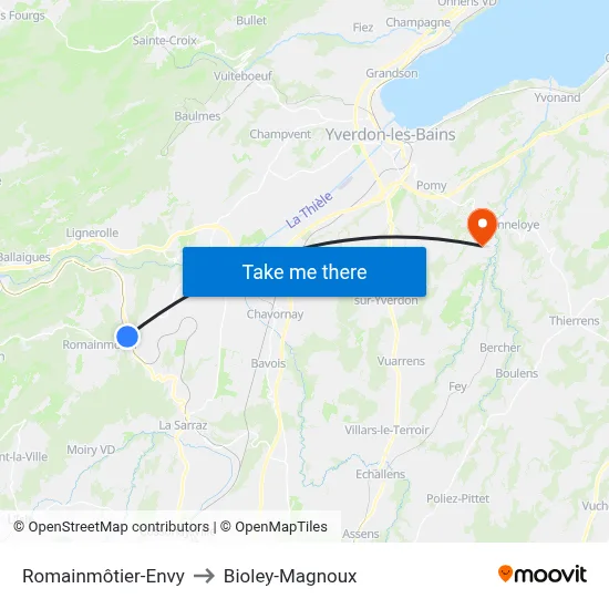 Romainmôtier-Envy to Bioley-Magnoux map