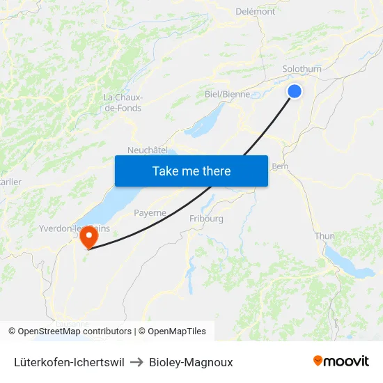 Lüterkofen-Ichertswil to Bioley-Magnoux map