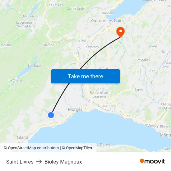 Saint-Livres to Bioley-Magnoux map