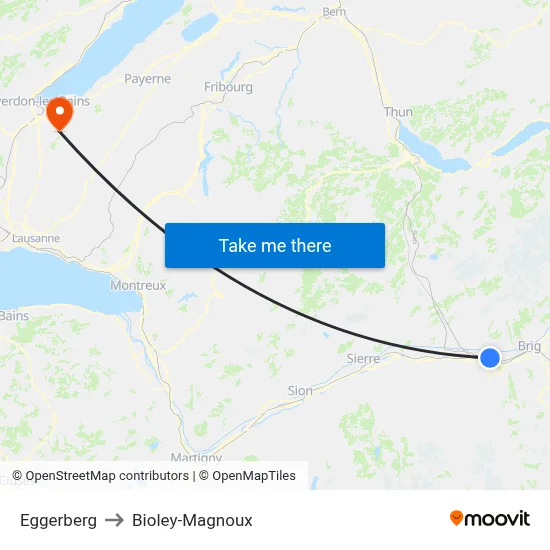 Eggerberg to Bioley-Magnoux map