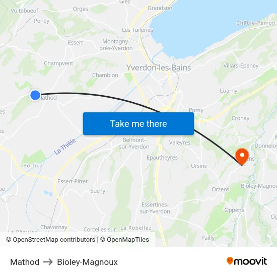 Mathod to Bioley-Magnoux map