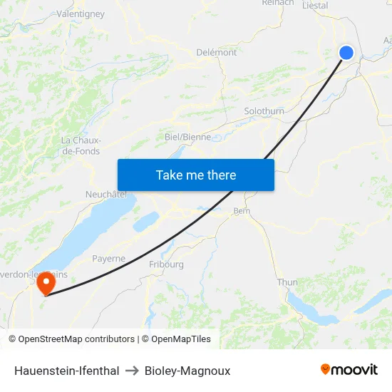 Hauenstein-Ifenthal to Bioley-Magnoux map