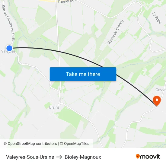 Valeyres-Sous-Ursins to Bioley-Magnoux map