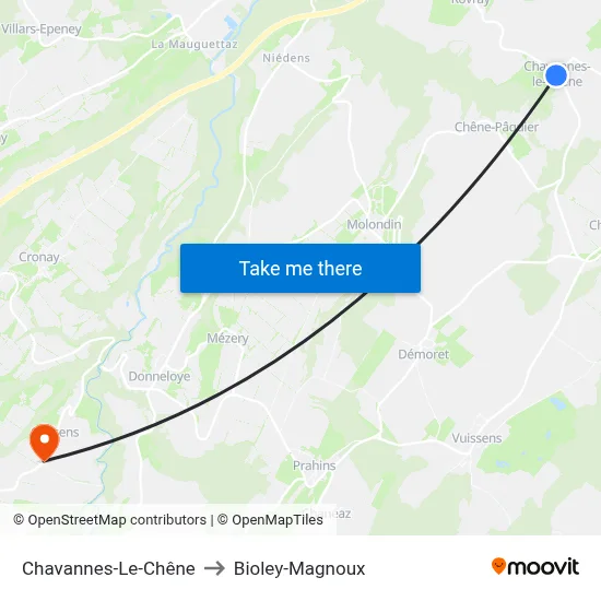 Chavannes-Le-Chêne to Bioley-Magnoux map