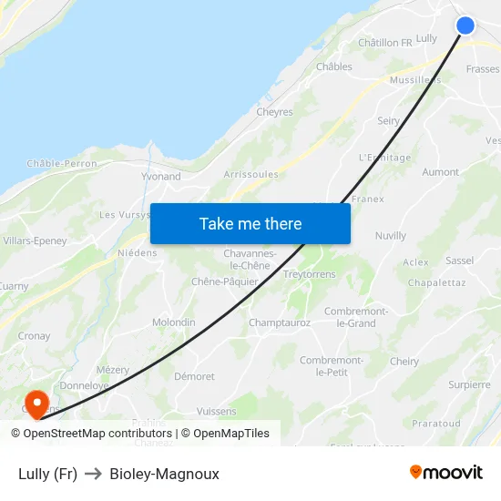 Lully (Fr) to Bioley-Magnoux map