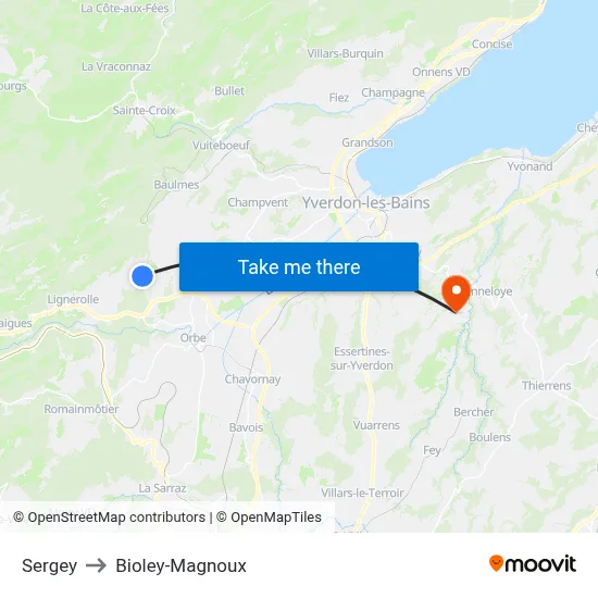 Sergey to Bioley-Magnoux map