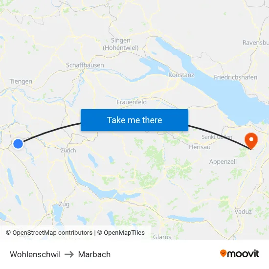 Wohlenschwil to Marbach map