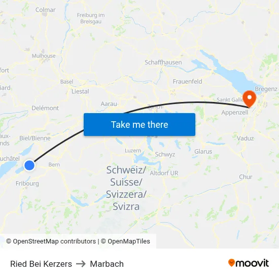 Ried Bei Kerzers to Marbach map