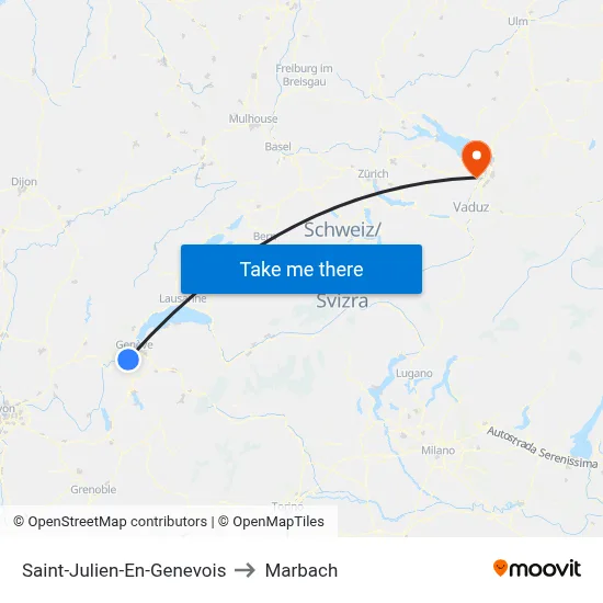 Saint-Julien-En-Genevois to Marbach map