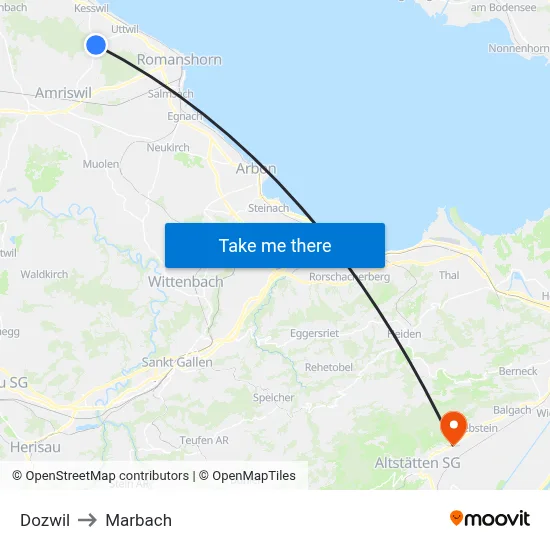 Dozwil to Marbach map
