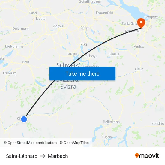 Saint-Léonard to Marbach map