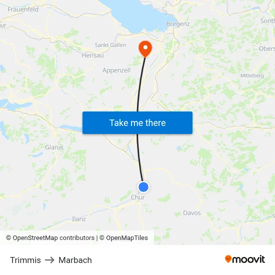Trimmis to Marbach map