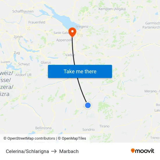 Celerina/Schlarigna to Marbach map