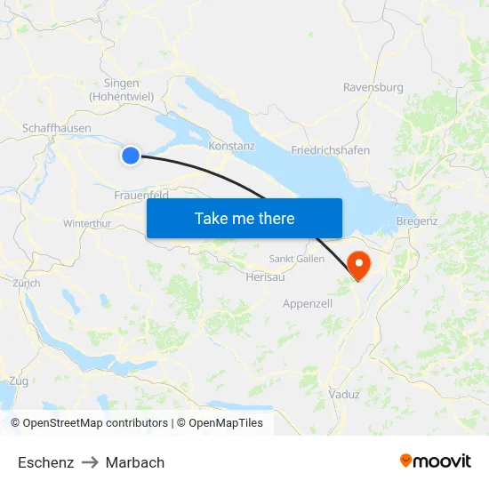 Eschenz to Marbach map
