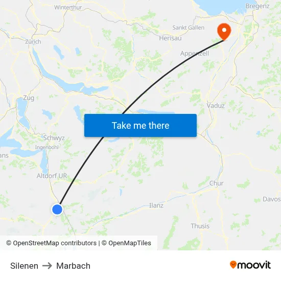 Silenen to Marbach map