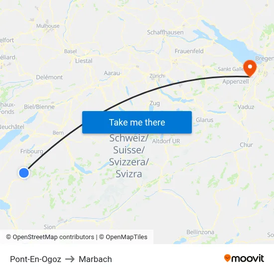 Pont-En-Ogoz to Marbach map