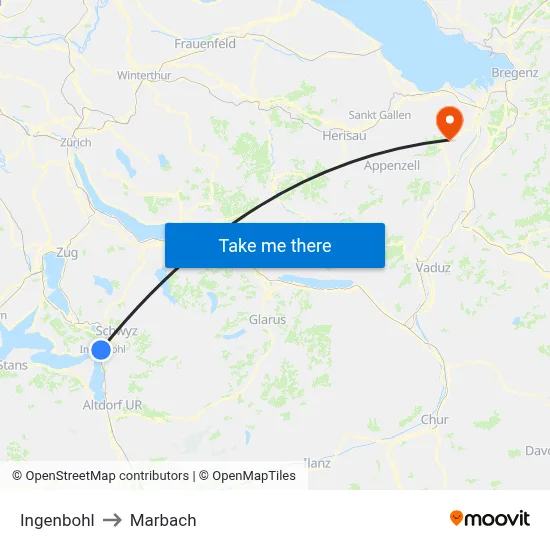 Ingenbohl to Marbach map