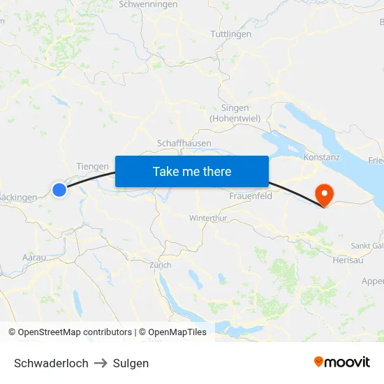Schwaderloch to Sulgen map
