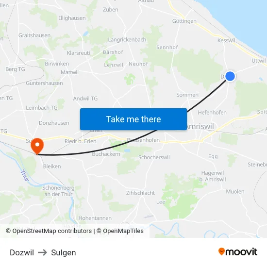 Dozwil to Sulgen map