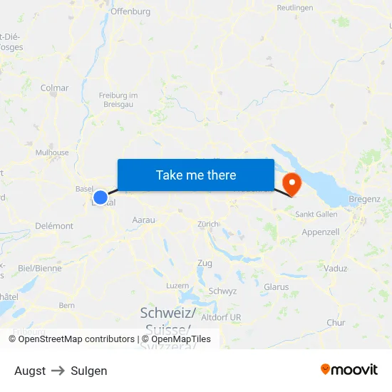 Augst to Sulgen map