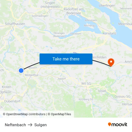 Neftenbach to Sulgen map