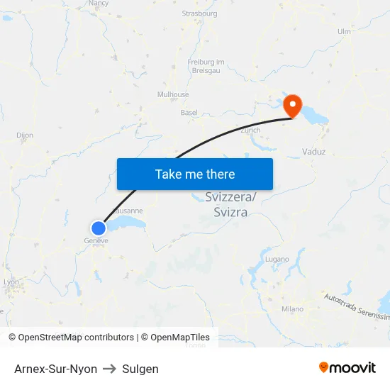 Arnex-Sur-Nyon to Sulgen map