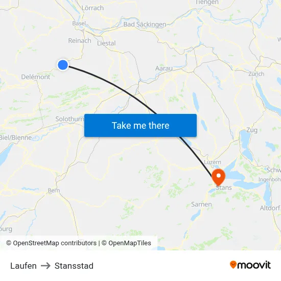 Laufen to Stansstad map