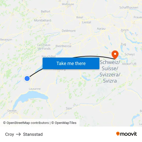 Croy to Stansstad map