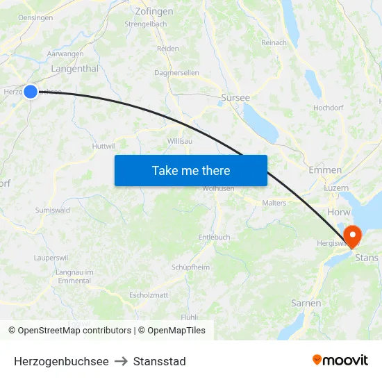 Herzogenbuchsee to Stansstad map