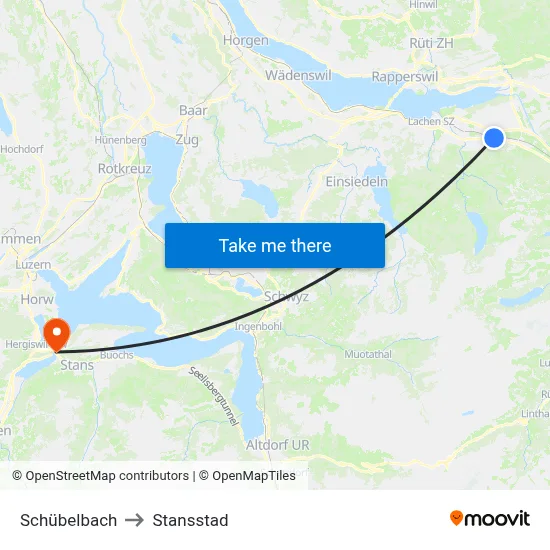 Schübelbach to Stansstad map