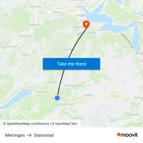 Meiringen to Stansstad map
