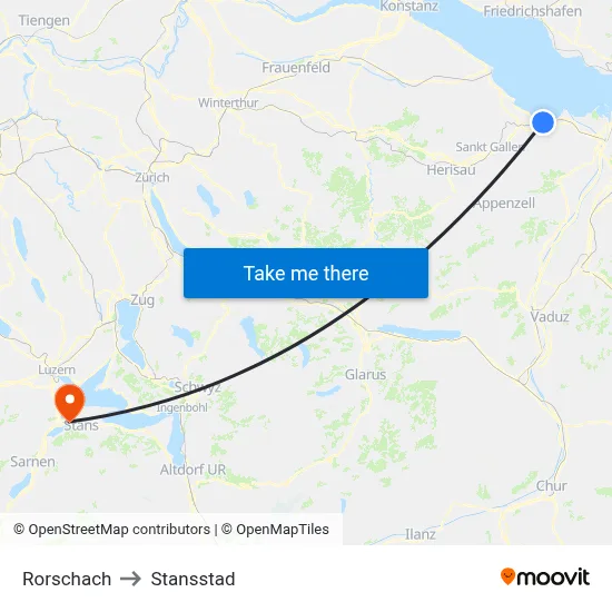 Rorschach to Stansstad map